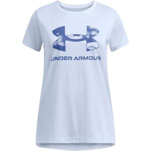 image:imageUnder Armour Girls Tech Print Big Logo Short Sleeve Crew465 Nimbus Blue   Tech Blue
