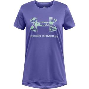 image:imageUnder Armour Girls Tech Print Big Logo Short Sleeve Crew562 Starlight   Celeste
