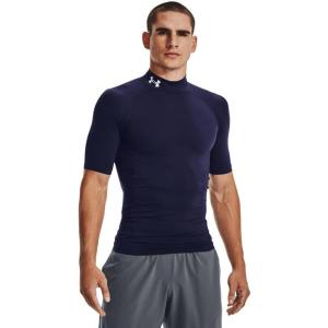 image:imageUnder Armour Mens HeatGear Armour Comp Mock Short Sleeve TShirtMidnight Navy 410White