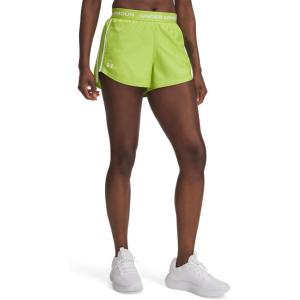image:imageUA Tech Play Up Womens 3 Loose Fit Shorts326 Green Vibe   White