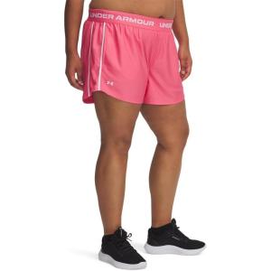 image:imageUA Tech Play Up Womens 3 Loose Fit Shorts672 Super Pink   White