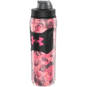 image:imageUnder Armour 28oz Playmaker Squeeze Insulated 2  Sports Water Jug Leak Resistant for Baseball Football amp More Black Steel CamoPink Poppy