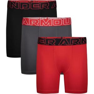image:imageUnder Armour Boys Multipack Performance Tech Boxer Brief Lightweight amp Smooth Stretch FitBlackRed
