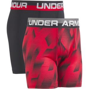 image:imageUnder Armour Boys Multipack Performance Tech Boxer Brief Lightweight amp Smooth Stretch FitRedBlack Print