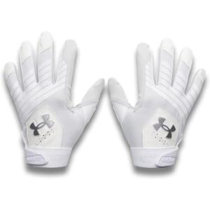 image:imageUnder Armour Mens Clean Up Baseball Gloves100 White  White  Metallic Silver