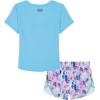 image:imageUnder Armour Girls 2piece Short Sleeve Tee and Shorts Set Lightweight and ComfortableFresco Blue Printed