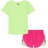 image:imageUnder Armour Girls 2piece Short Sleeve Tee and Shorts Set Lightweight and ComfortableLumos Lime Core