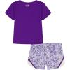 image:imageUnder Armour Girls 2piece Short Sleeve Tee and Shorts Set Lightweight and ComfortablePurple Pop Printed