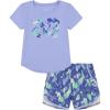 image:imageUnder Armour Girls 2piece Short Sleeve Tee and Shorts Set Lightweight and ComfortableCeleste Print