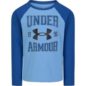 image:imageUnder Armour Boys Long Sleeve Logo Graphic TShirt Lightweight amp Breathable Relaxed FitBlue Raglan Word