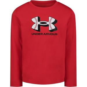 image:imageUnder Armour Boys Long Sleeve Logo Graphic TShirt Lightweight amp Breathable Relaxed FitRed Logo Baseball