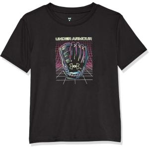 image:imageUnder Armour Boys Short Sleeve Baseball Graphic TShirt Lightweight amp Breathable Relaxed FitBlack Mitt Cyber