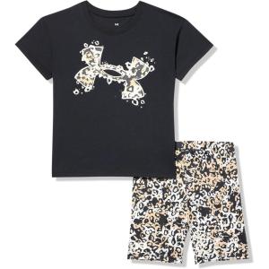 image:imageUnder Armour Girls 2piece Short Sleeve Tee and Shorts Set Lightweight and ComfortableBlack Bike