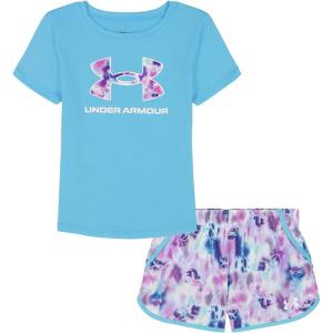 image:imageUnder Armour Girls 2piece Short Sleeve Tee and Shorts Set Lightweight and ComfortableFresco Blue Printed