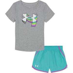 image:imageUnder Armour Girls 2piece Short Sleeve Tee and Shorts Set Lightweight and ComfortableGray Today