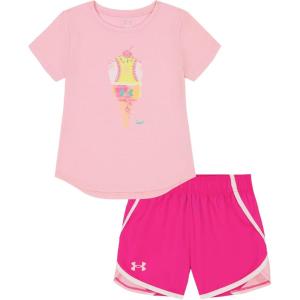 image:imageUnder Armour Girls 2piece Short Sleeve Tee and Shorts Set Lightweight and ComfortableIce Cream Pink