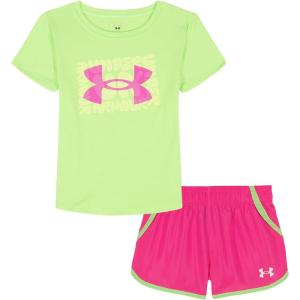 image:imageUnder Armour Girls 2piece Short Sleeve Tee and Shorts Set Lightweight and ComfortableLumos Lime Core