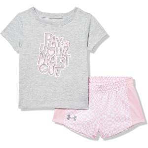 image:imageUnder Armour Girls 2piece Short Sleeve Tee and Shorts Set Lightweight and ComfortableMod Gray 22
