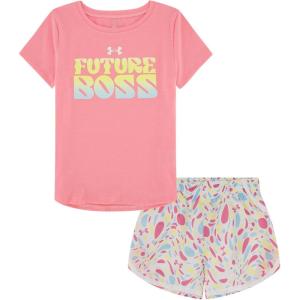 image:imageUnder Armour Girls 2piece Short Sleeve Tee and Shorts Set Lightweight and ComfortablePink Cosmo
