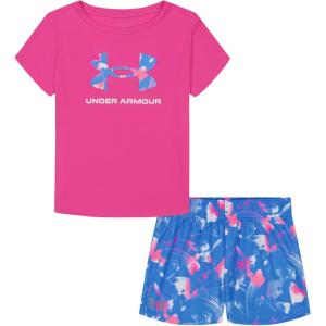 image:imageUnder Armour Girls 2piece Short Sleeve Tee and Shorts Set Lightweight and ComfortablePink Mesh