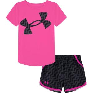 image:imageUnder Armour Girls 2piece Short Sleeve Tee and Shorts Set Lightweight and ComfortablePink Rebels