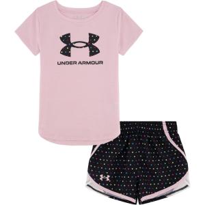 image:imageUnder Armour Girls 2piece Short Sleeve Tee and Shorts Set Lightweight and ComfortablePinky Prime
