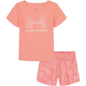 image:imageUnder Armour Girls 2piece Short Sleeve Tee and Shorts Set Lightweight and ComfortablePosh Pink Mesh