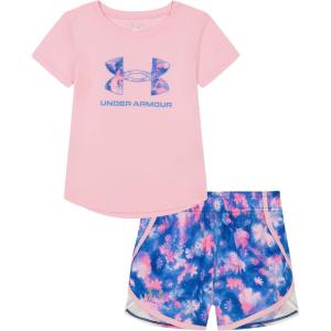 image:imageUnder Armour Girls 2piece Short Sleeve Tee and Shorts Set Lightweight and ComfortablePrint Pink