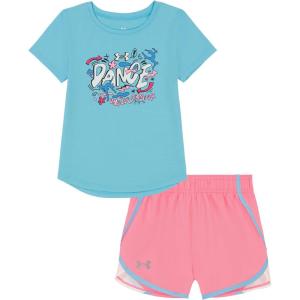 image:imageUnder Armour Girls 2piece Short Sleeve Tee and Shorts Set Lightweight and ComfortableSky Dance Blue