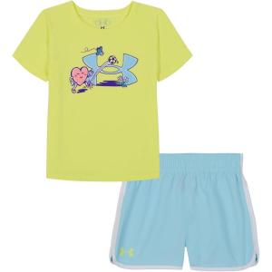 image:imageUnder Armour Girls 2piece Short Sleeve Tee and Shorts Set Lightweight and ComfortableSonic Yellow Tech