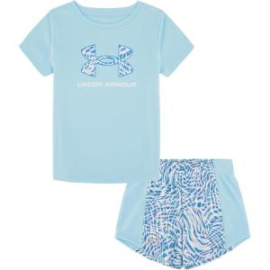 image:imageUnder Armour Girls 2piece Short Sleeve Tee and Shorts Set Lightweight and ComfortableStream Print Mesh