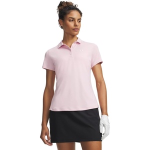 image:imageUnder Armour Womens Short Sleeve Golf Polo647 Prime Pink   White