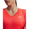 image:imageUnder Armour Womens Tech Twist V Neck Short Sleeve TShirt690 Venom Red   White