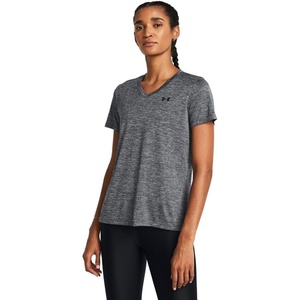 image:imageUnder Armour Womens Tech Twist V Neck Short Sleeve TShirt025 Castlerock  Steel  Black