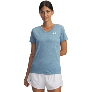 image:imageUnder Armour Womens Tech Twist V Neck Short Sleeve TShirt453 Blue Calm   White