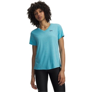 image:imageUnder Armour Womens Tech Twist V Neck Short Sleeve TShirt481 Fresco Blue   Blackout Navy