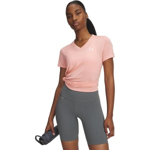 image:imageUnder Armour Womens Tech Twist V Neck Short Sleeve TShirt603 Posh Pink   White