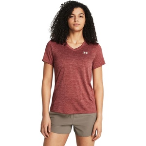 image:imageUnder Armour Womens Tech Twist V Neck Short Sleeve TShirt611 Sedona Red  Canyon Pink  White
