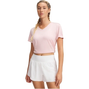 image:imageUnder Armour Womens Tech Twist V Neck Short Sleeve TShirt647 Prime Pink   White