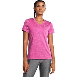 image:imageUnder Armour Womens Tech Twist V Neck Short Sleeve TShirt652 Rebel Pink  Pink Elixir  White