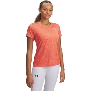 image:imageUnder Armour Womens Tech Twist V Neck Short Sleeve TShirt847 Fire   White