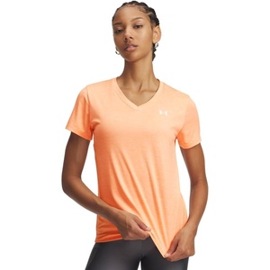 image:imageUnder Armour Womens Tech Twist V Neck Short Sleeve TShirt870 Orange Bloc   White