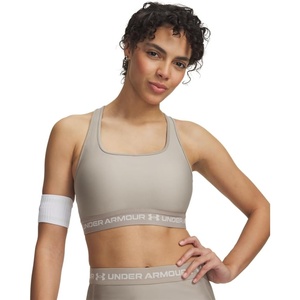 image:imageUnder Armour Womens Crossback Mid Impact Sports Bra203 Timberwolf Taupe   Summit White