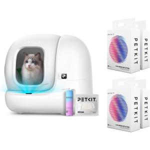 imagePETKIT PuraMax 2 SelfCleaning Cat Litter Box  4 Bags Mixed Cat Litter Automatic Litter Box with AntiLeakage Upgrad Waterproof Litter Pad Max