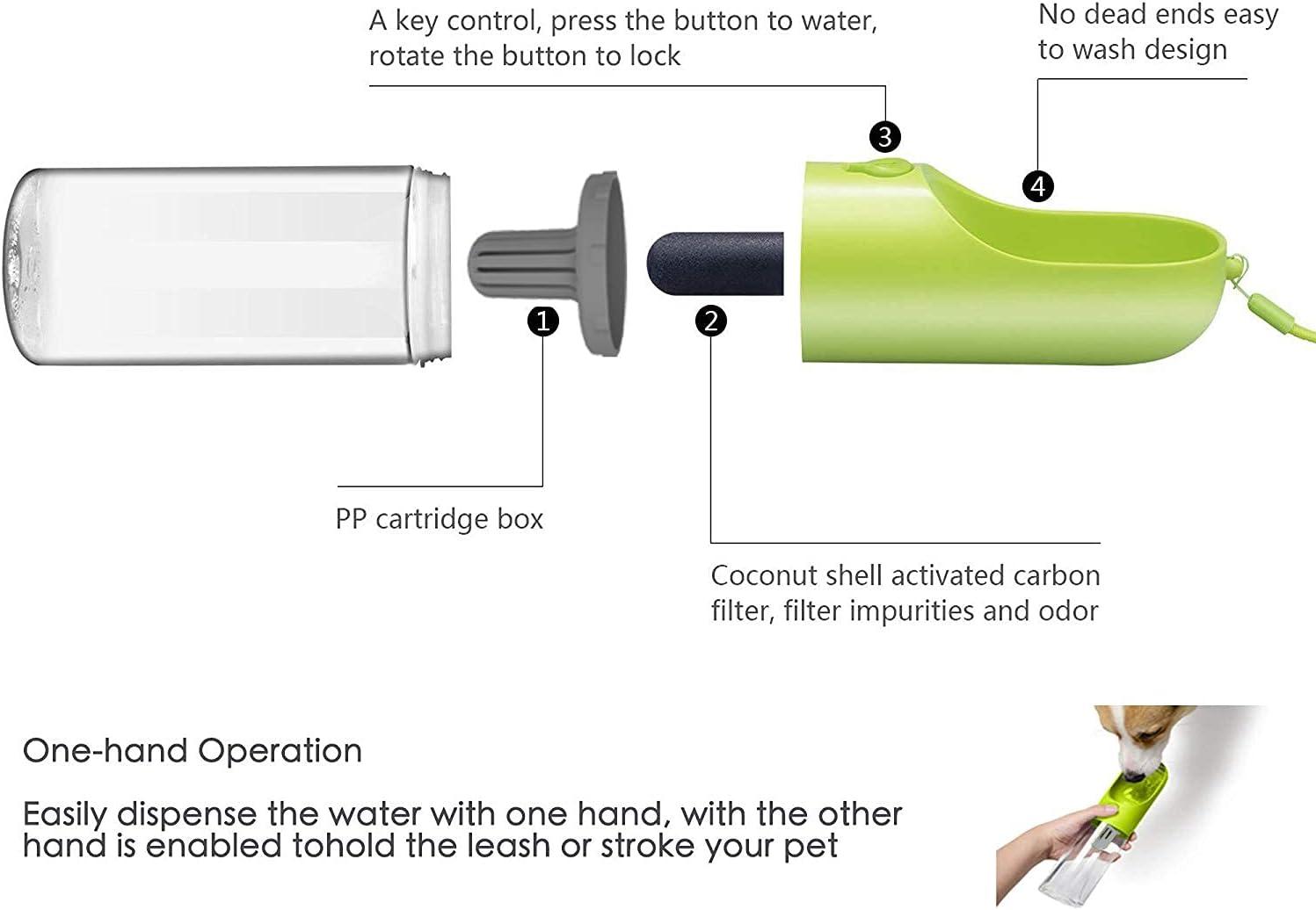 imagePETKIT BPA Free Dog Water Bottle with Filter Leak Proof Portable Dog Water Bowl for Walking Hiking Travel Outdoor Pet Dispenser BottleGreen