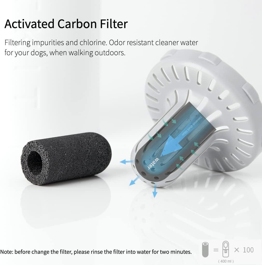 imagePETKIT BPA Free Dog Water Bottle with Filter Leak Proof Portable Dog Water Bowl for Walking Hiking Travel Outdoor Pet Dispenser BottleGrey