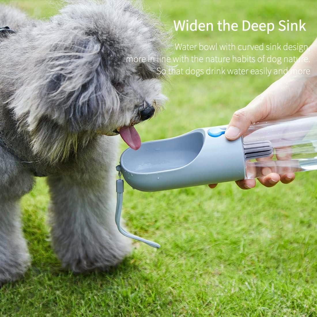 imagePETKIT BPA Free Dog Water Bottle with Filter Leak Proof Portable Dog Water Bowl for Walking Hiking Travel Outdoor Pet Dispenser BottleGrey