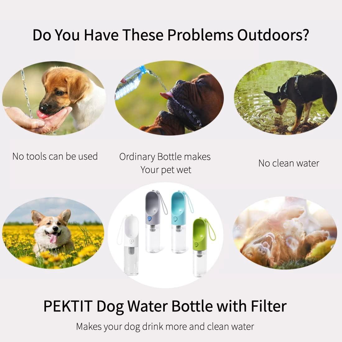 imagePETKIT BPA Free Dog Water Bottle with Filter Leak Proof Portable Dog Water Bowl for Walking Hiking Travel Outdoor Pet Dispenser BottleGrey