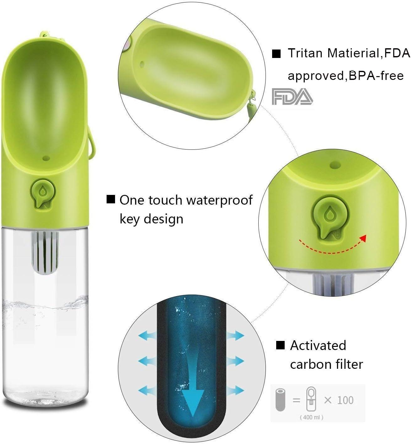 imagePETKIT BPA Free Dog Water Bottle with Filter Leak Proof Portable Dog Water Bowl for Walking Hiking Travel Outdoor Pet Dispenser BottleLight Green