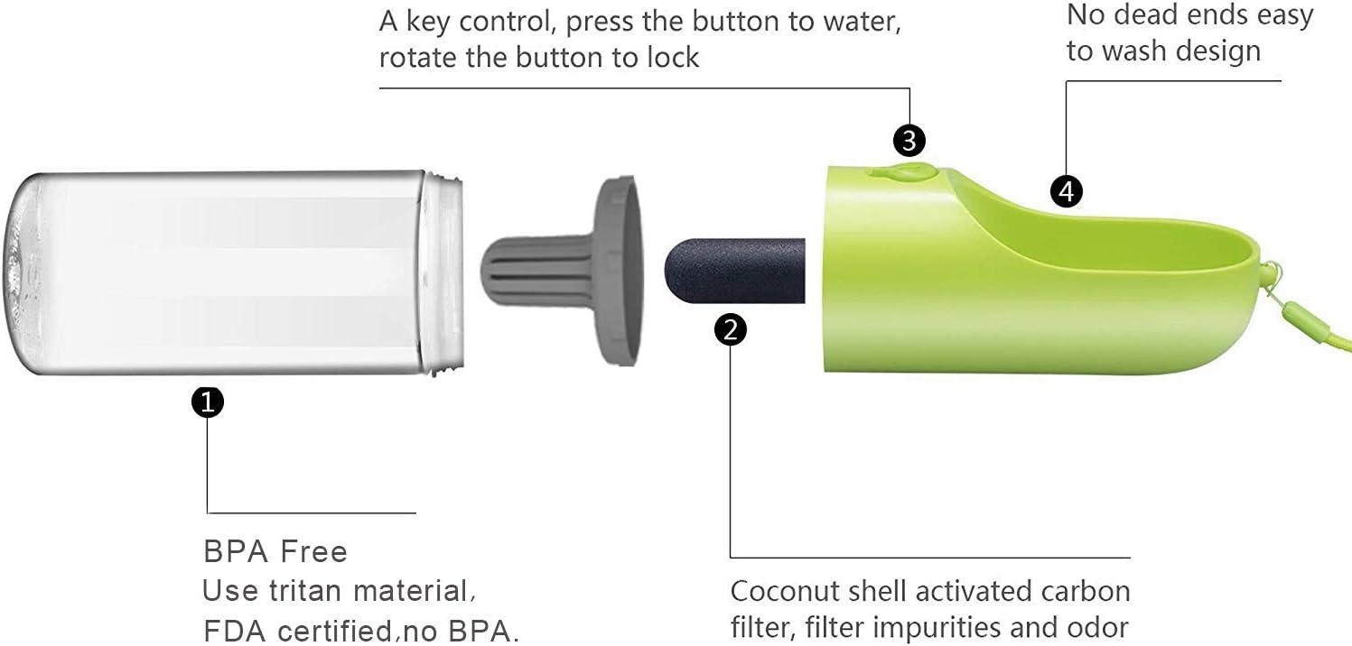 imagePETKIT BPA Free Dog Water Bottle with Filter Leak Proof Portable Dog Water Bowl for Walking Hiking Travel Outdoor Pet Dispenser BottleLight Green